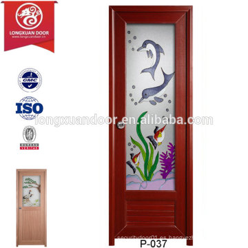 China al por mayor Custom UPVC plástico Toliet puertas de baño, con vidrio boscoso o Withour vidrio